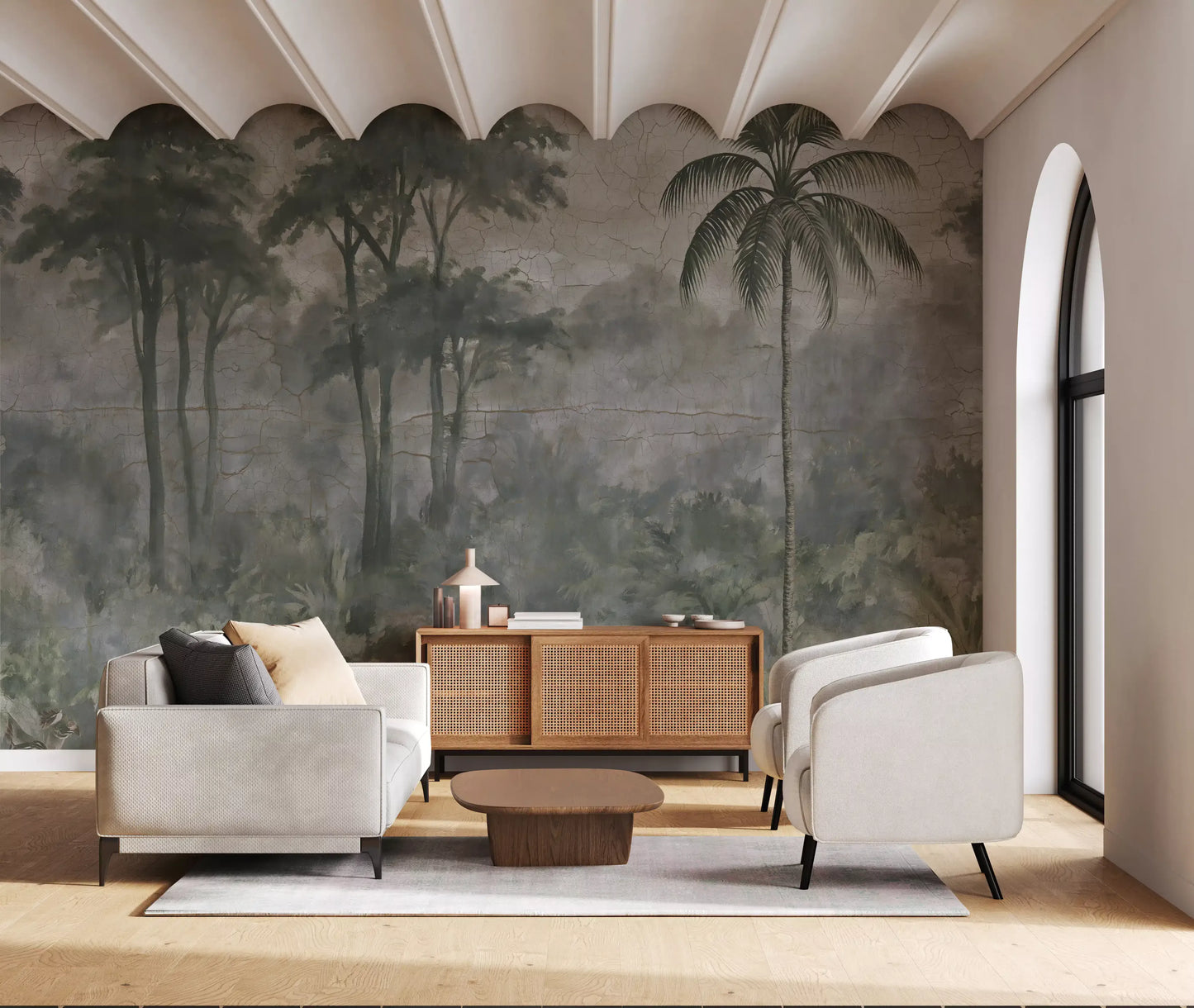 Misty River Botanical Landscape Wall Mural