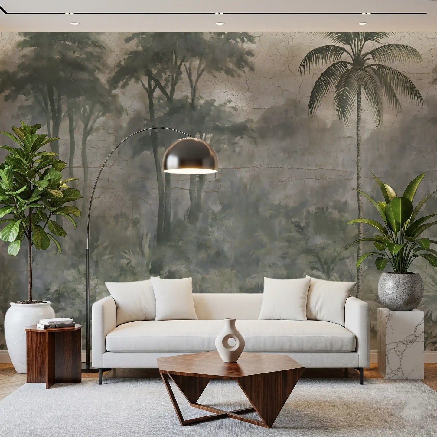 Misty River Botanical Landscape Wall Mural