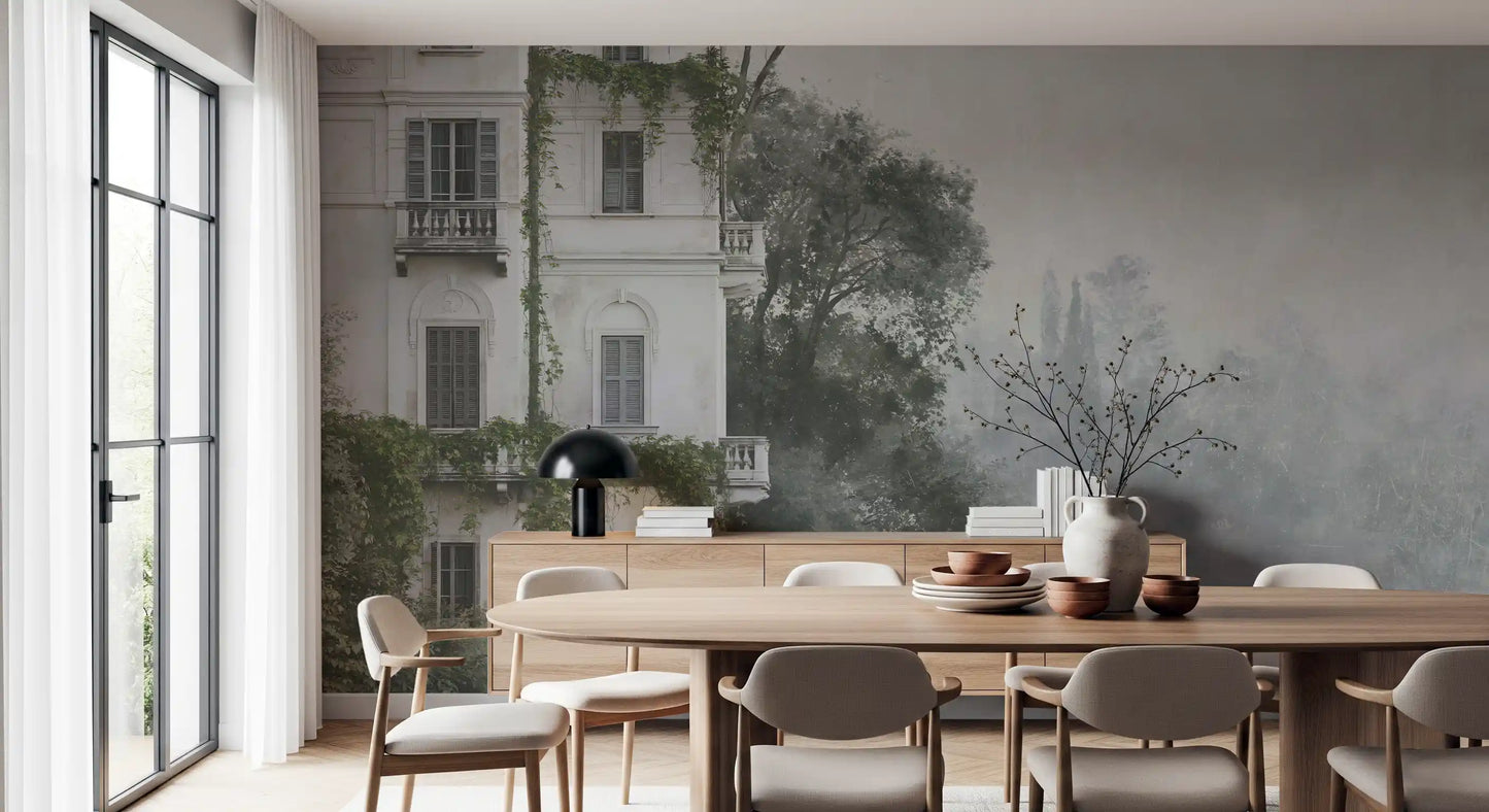Misty Botanical Architectural Haven Wall Mural