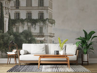 Misty Lakefront Manor Sketch Wall Mural