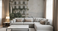 Misty Lakefront Manor Sketch Wall Mural