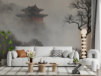 Misty Pagoda Mountain Retreat Wall Mural