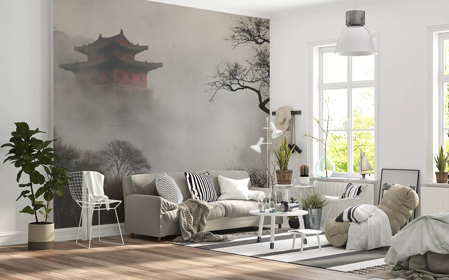 Misty Pagoda Mountain Retreat Wall Mural