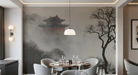 Misty Pagoda Mountain Retreat Wall Mural