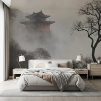Misty Pagoda Mountain Retreat Wall Mural