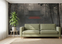 Zen Temple Foggy Woodland Wall Mural