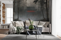 Zen Temple Foggy Woodland Wall Mural