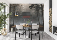 Zen Temple Foggy Woodland Wall Mural