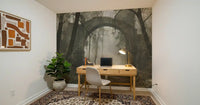 Misty Ancient Forest Stone Archway Wall Mural