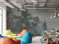 Vintage Foggy Hillside Retreat Wall Mural