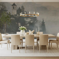 Vintage Foggy Hillside Retreat Wall Mural