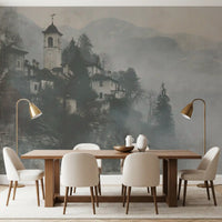 Vintage Foggy Hillside Retreat Wall Mural