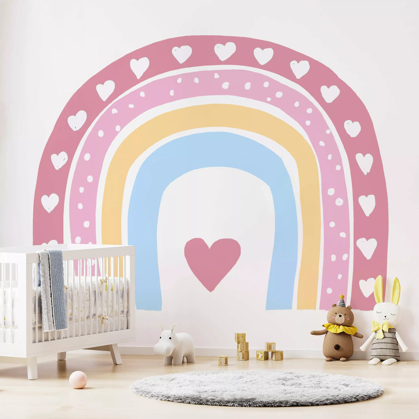 Soft Pastel Rainbow Heart Arch Wall Mural