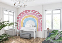 Soft Pastel Rainbow Heart Arch Wall Mural