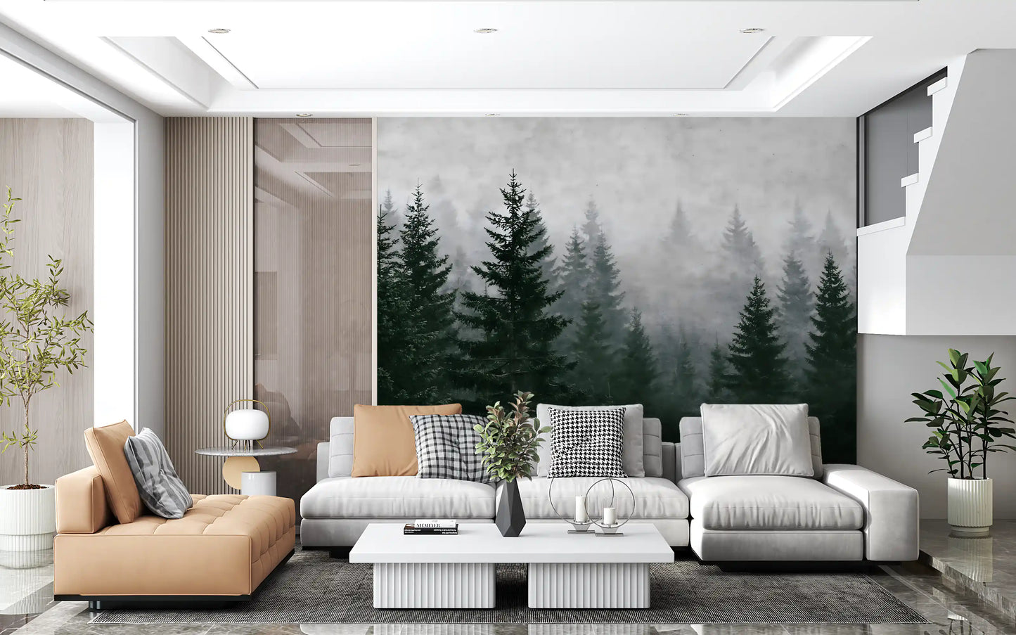 Evergreen Wilderness in Fog Wall Mural