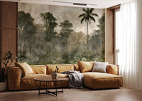 Aged Tropical Forest Silhouette Wall Mural