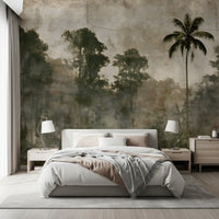 Aged Tropical Forest Silhouette Wall Mural