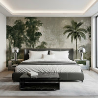 Vintage Palm Forest Distressed Canvas Wall Mural