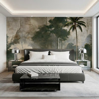 Misty Palm Forest Plaster Effect Wall Mural