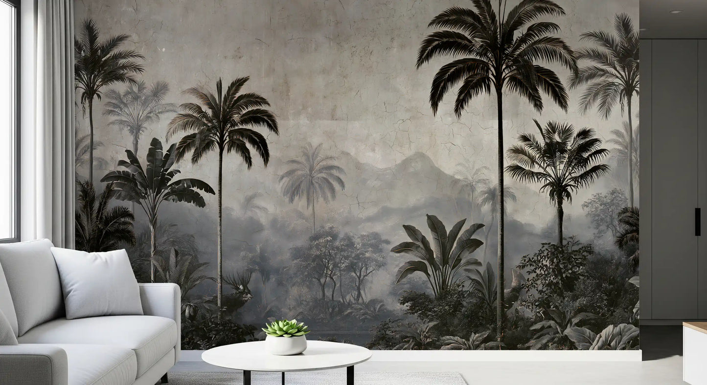 Vintage Palm Grove Mist Wall Mural