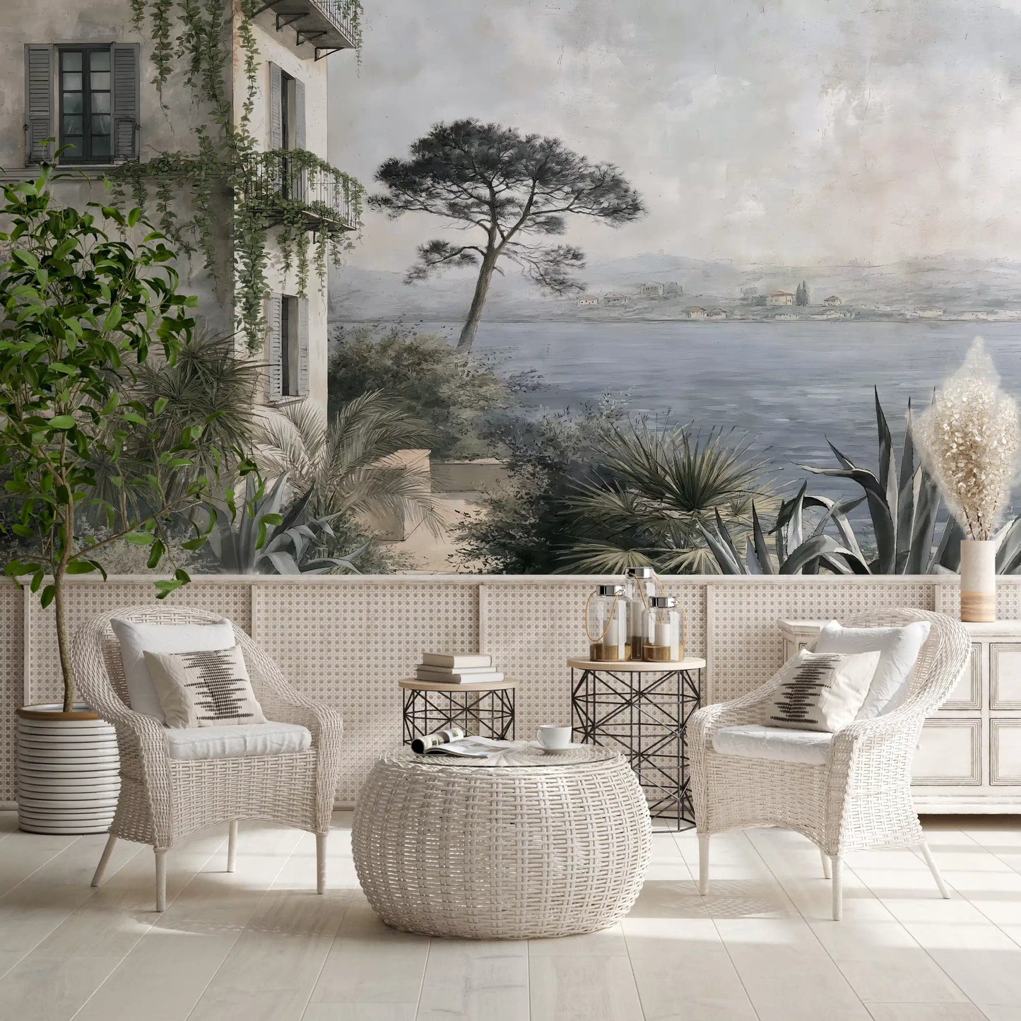 Mediterranean Coastal Haven Wall Mural