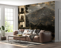Sepia Tone Lakeside Villa Heritage Wall Mural
