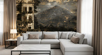 Sepia Tone Lakeside Villa Heritage Wall Mural