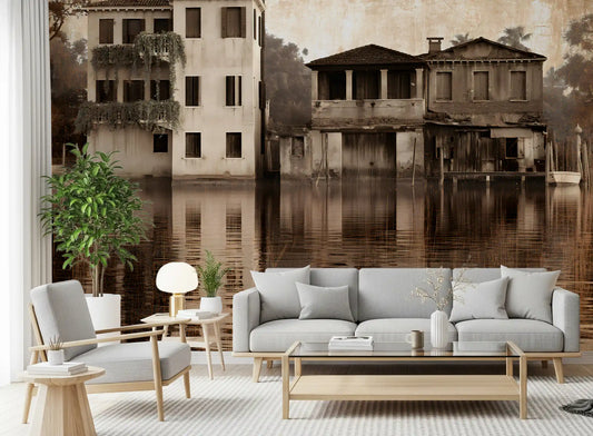 Venetian Riverside Reflection Wall Mural