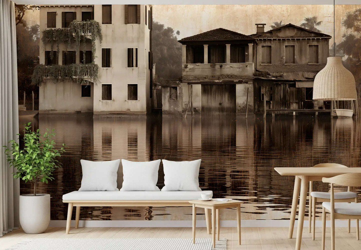 Venetian Riverside Reflection Wall Mural