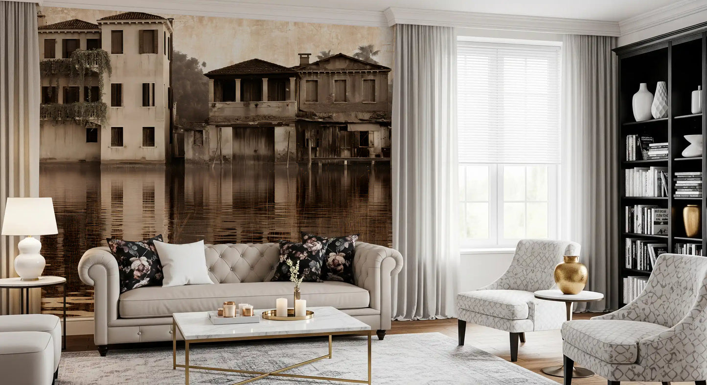 Venetian Riverside Reflection Wall Mural