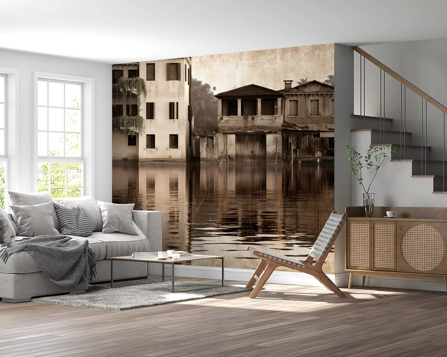 Venetian Riverside Reflection Wall Mural