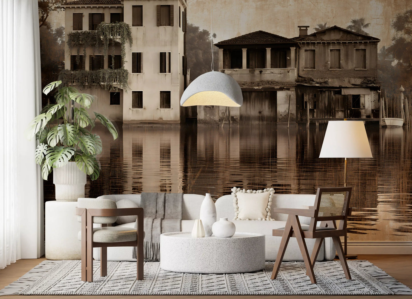 Venetian Riverside Reflection Wall Mural