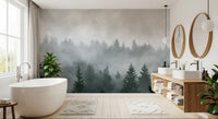Shadowed Evergreen Woodland Wall Mural