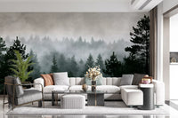 Shadowed Evergreen Woodland Wall Mural