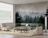 Shadowed Evergreen Woodland Wall Mural