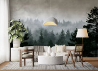Shadowed Evergreen Woodland Wall Mural
