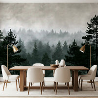 Shadowed Evergreen Woodland Wall Mural