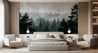 Shadowed Evergreen Woodland Wall Mural