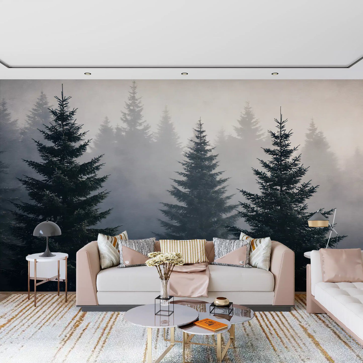 Winter Woodland Mist Study Wall Mural