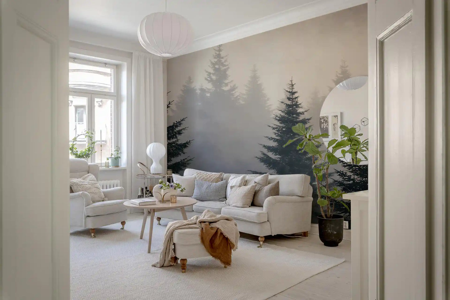 Winter Woodland Mist Study Wall Mural