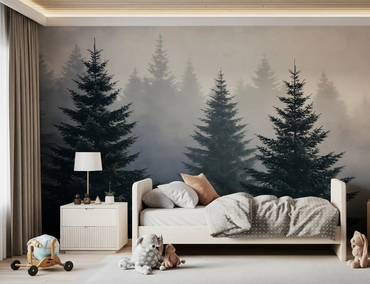 Winter Woodland Mist Study Wall Mural