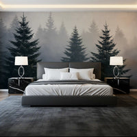 Winter Woodland Mist Study Wall Mural