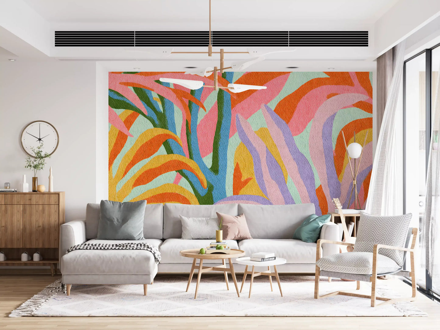 Vibrant Abstract Botanical Foliage Wall Mural