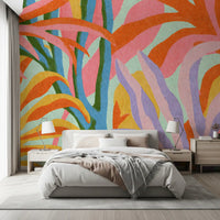 Vibrant Abstract Botanical Foliage Wall Mural