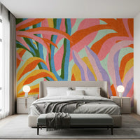 Vibrant Abstract Botanical Foliage Wall Mural