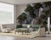 Geometric Pine Grove Habitat Wall Mural