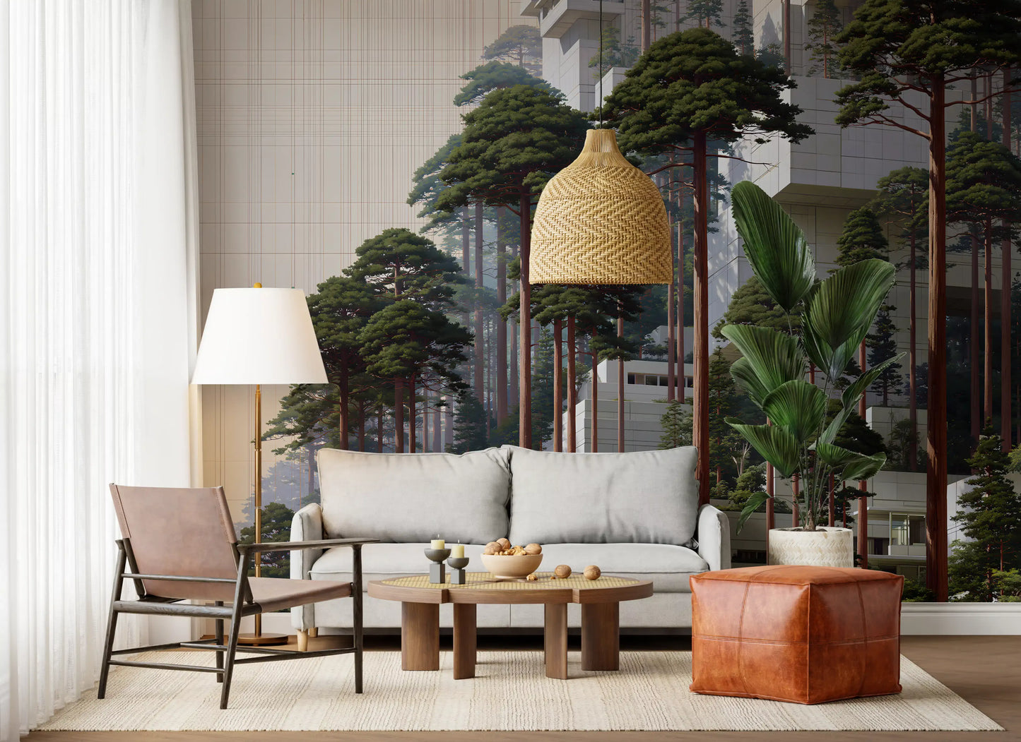 Geometric Pine Grove Habitat Wall Mural