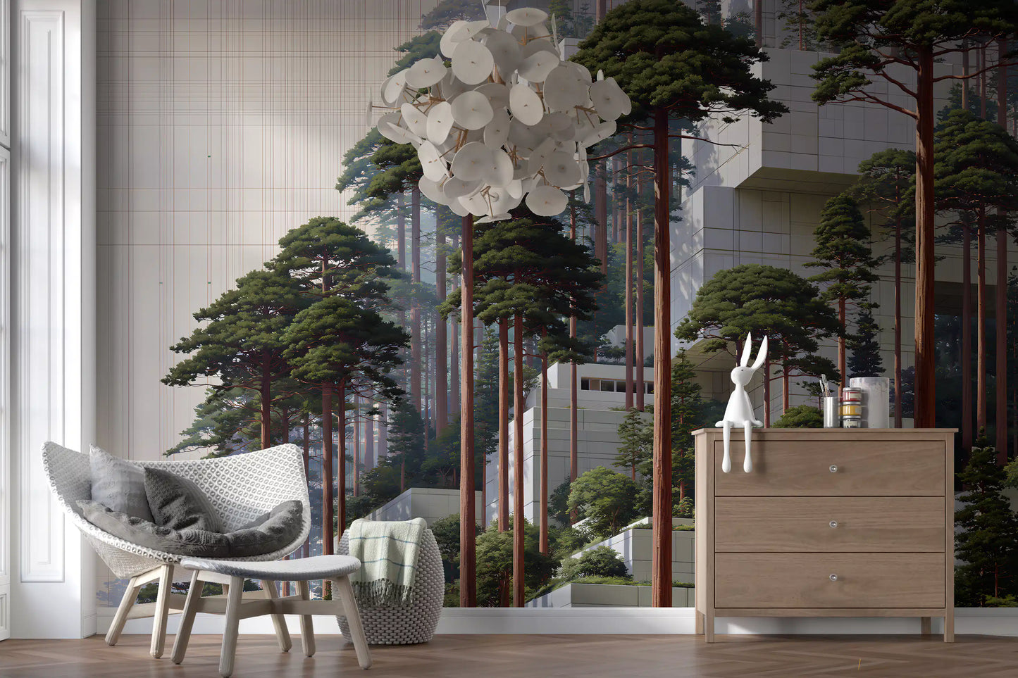 Geometric Pine Grove Habitat Wall Mural