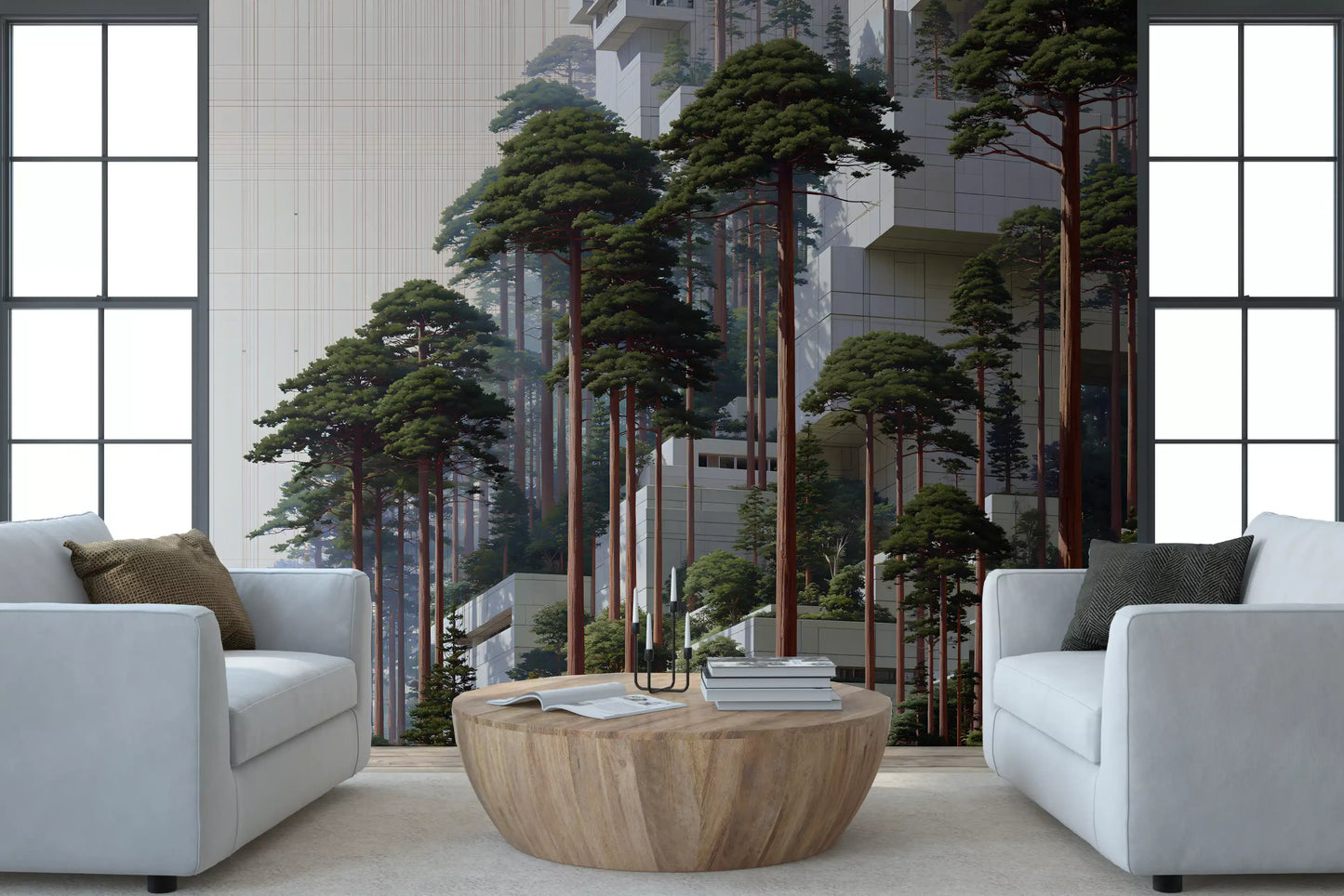 Geometric Pine Grove Habitat Wall Mural