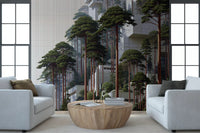 Geometric Pine Grove Habitat Wall Mural